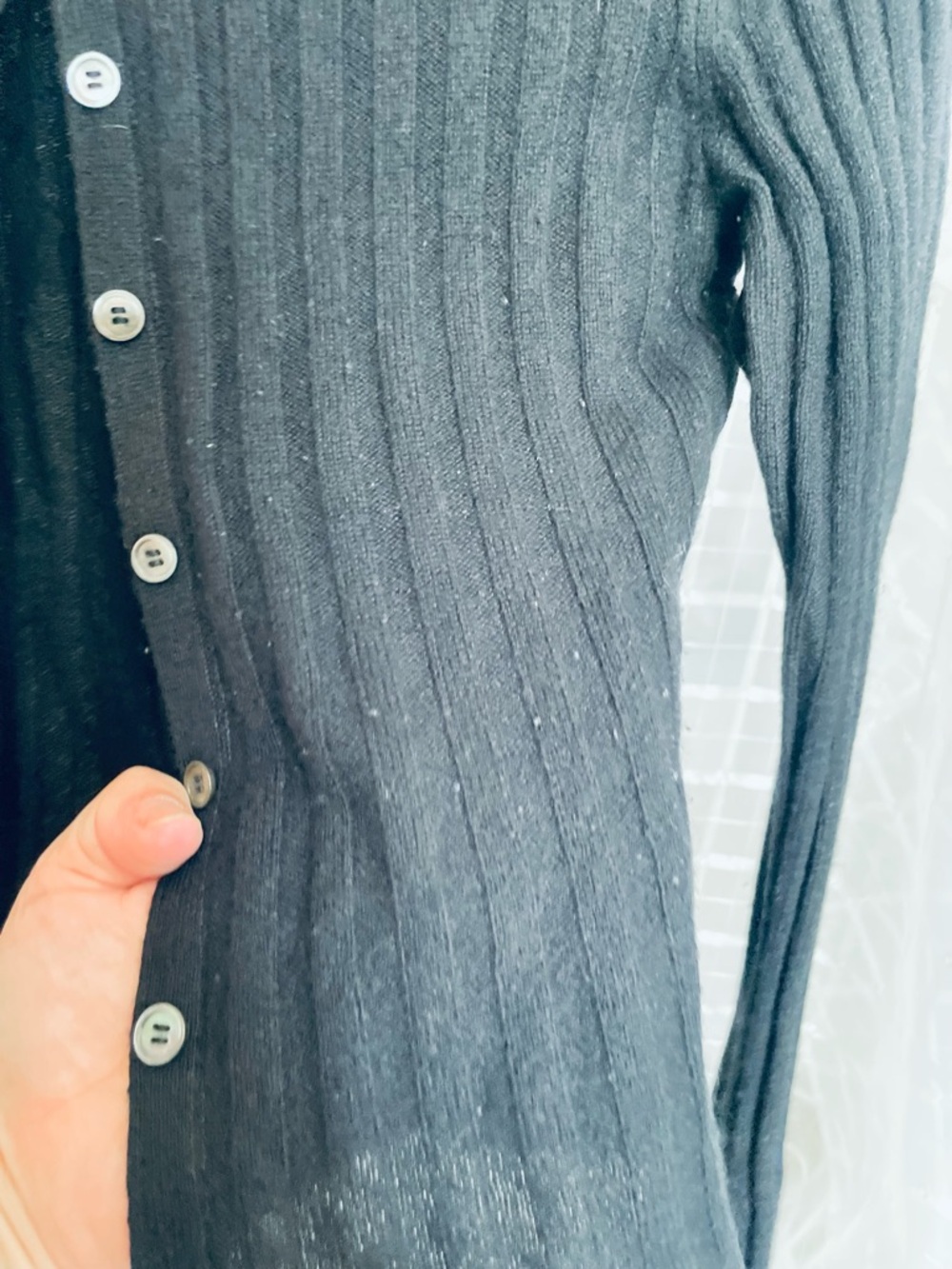 Morgane Le Fay Black Ribbed Button Cardigan - Picture 7 of 7